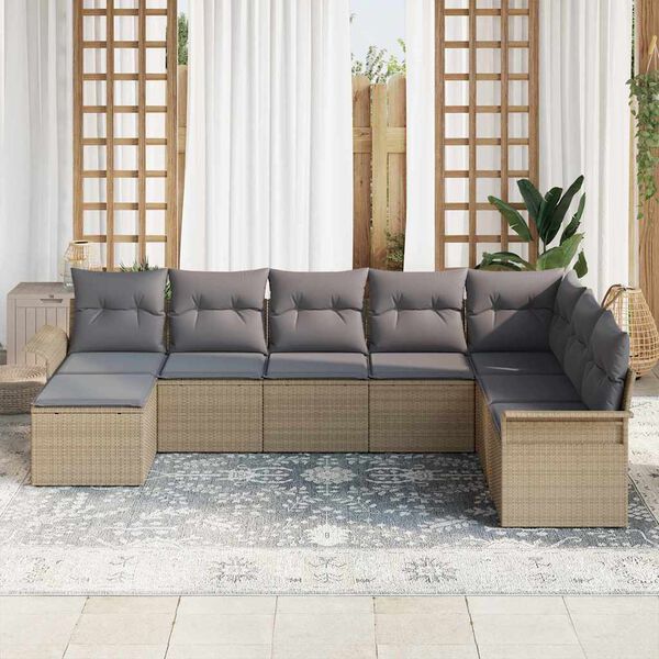 vidaXL Conjunto de sofá de jardín 8 pcs Beige ratán sintético