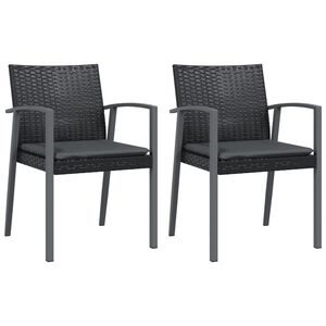 vidaXL Sillas jard&iacute;n cojines 2 uds rat&aacute;n sint&eacute;tico negro 56,5x57x83 cm