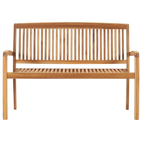 vidaXL Banco de jard&iacute;n apilable y coj&iacute;n madera maciza de teca 128,5 cm