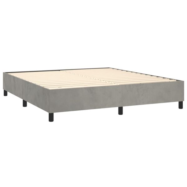 vidaXL Cama box spring con colch&oacute;n terciopelo gris claro 160x200 cm