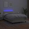 vidaXL Cama box spring colch&oacute;n y LED cuero sint&eacute;tico crema 120x200 cm