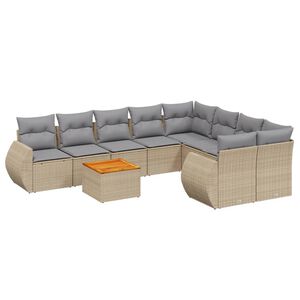 vidaXL Set de sof&aacute;s de jard&iacute;n 9 pzas con cojines rat&aacute;n sint&eacute;tico beige