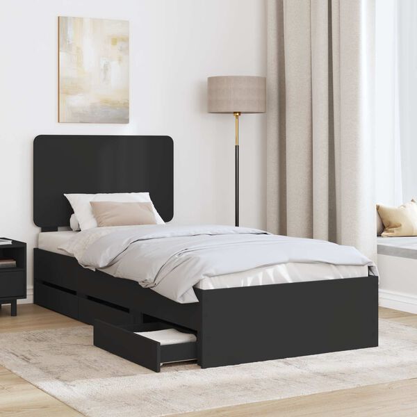 vidaXL Estructura de cama Negro 90 x 200 cm Madera Ingenieril