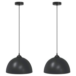 vidaXL L&aacute;mparas colgantes 2 uds regulable en altura E27 negro &Oslash; 30 cm