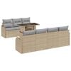 vidaXL Conjunto de sofá de jardín 8 pcs Beige Rattan de Poliéster