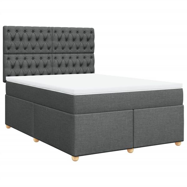 vidaXL Cama box spring con colch&oacute;n tela gris oscuro 160x200 cm