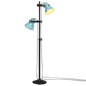 vidaXL L&aacute;mpara de pie azul desgastado 25 W E27 25x25x90/140 cm