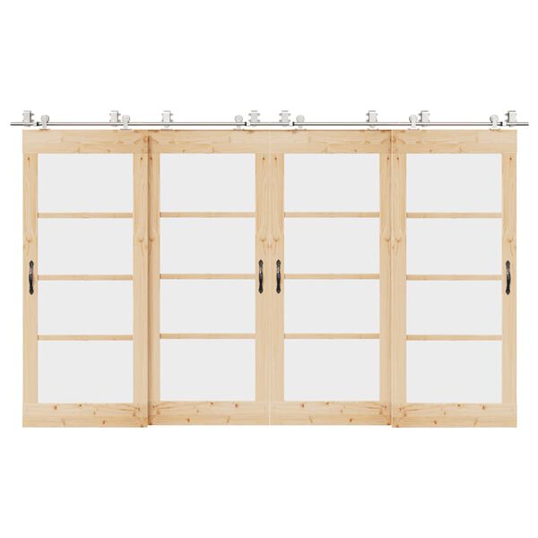 vidaXL Kit de herrajes para puerta corredera 366 cm acero plateado