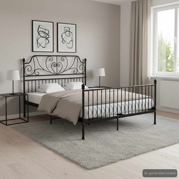 vidaXL Estructura de cama sin colchón metal negro 140x200 cm