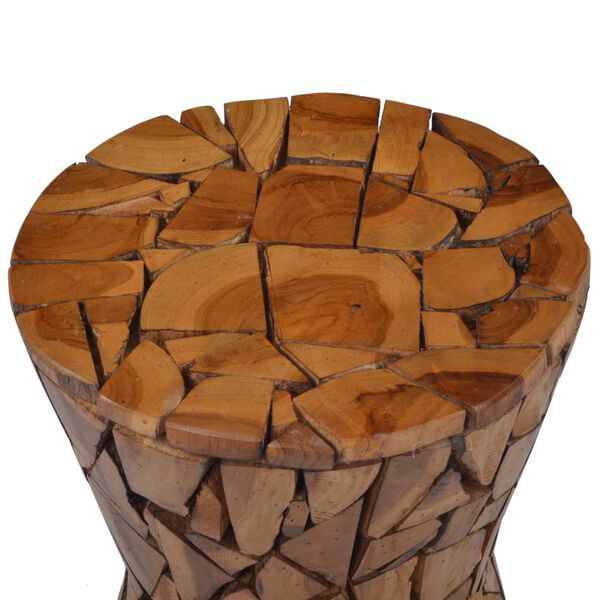 vidaXL Taburete mosaico de madera de teca maciza marrón