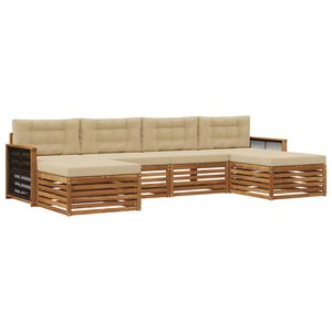 vidaXL Conjunto de sof&aacute;s de exterior 6 uds. Madera de Acacia S&oacute;lida