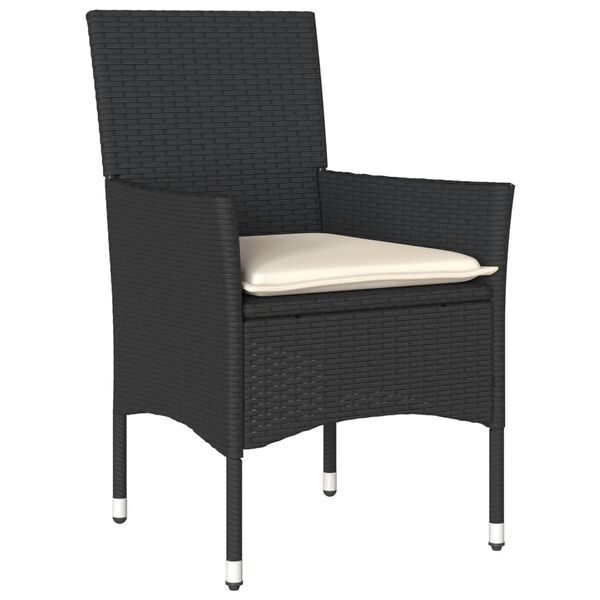 vidaXL Set comedor jard&iacute;n 9 pzas cojines rat&aacute;n sint&eacute;tico vidrio negro