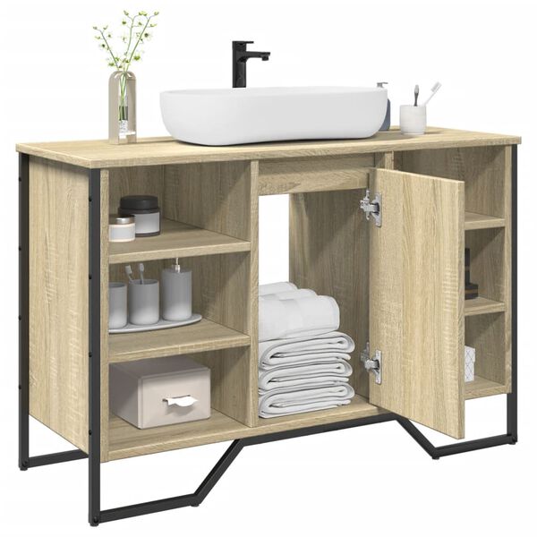 vidaXL Armario lavabo ba&ntilde;o madera ingenier&iacute;a roble Sonoma 91x35x60 cm