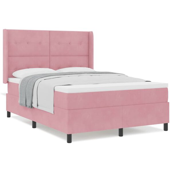vidaXL Cama tipo Box Spring con cabecera Rosa 140 x 190 cm Terciopelo