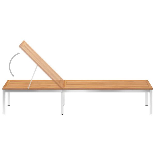 vidaXL Tumbona con coj&iacute;n madera maciza de teca y acero inoxidable