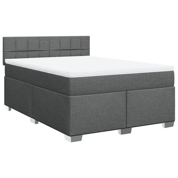 vidaXL Cama box spring con colch&oacute;n tela gris oscuro 140x190 cm