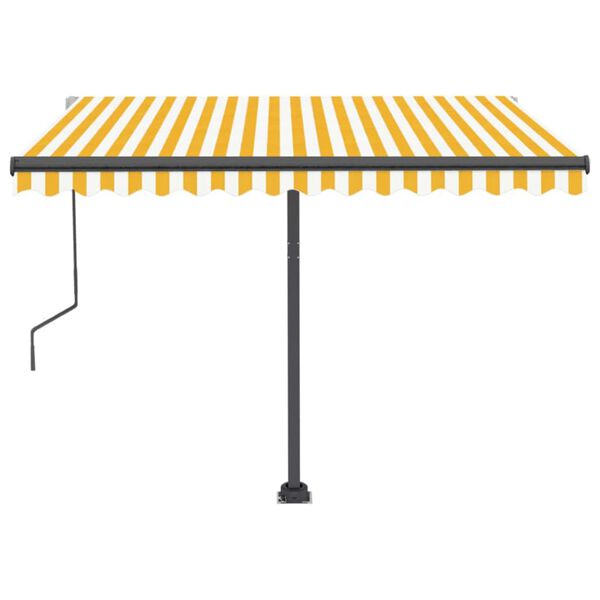 vidaXL Toldo de pie automático amarillo y blanco 300x250 cm