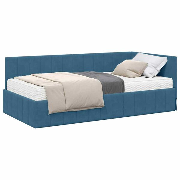 vidaXL Estructura de cama en esquina Azul 90 x 190 cm Terciopelo