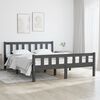 vidaXL Estructura de cama sin colch&oacute;n madera maciza gris 140x190 cm