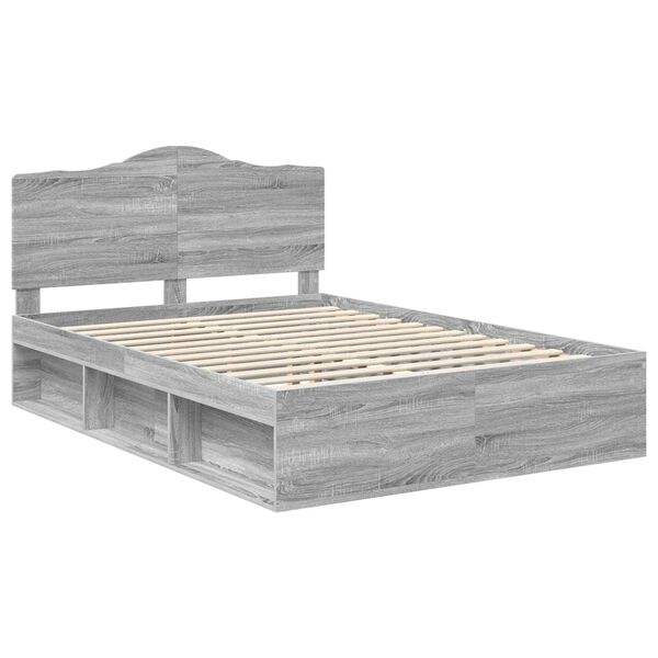 vidaXL Estructura de cama con cabecera Gris Sonoma 160 x 200 cm
