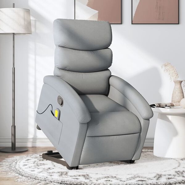 vidaXL Sillón de masaje reclinable de pie de tela gris claro