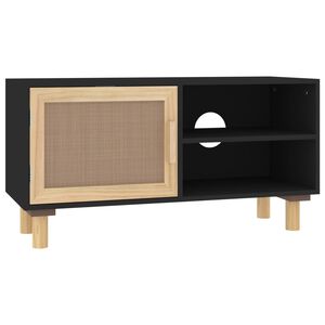 vidaXL Mueble para TV madera maciza pino y ratán natural 80x30x40 cm