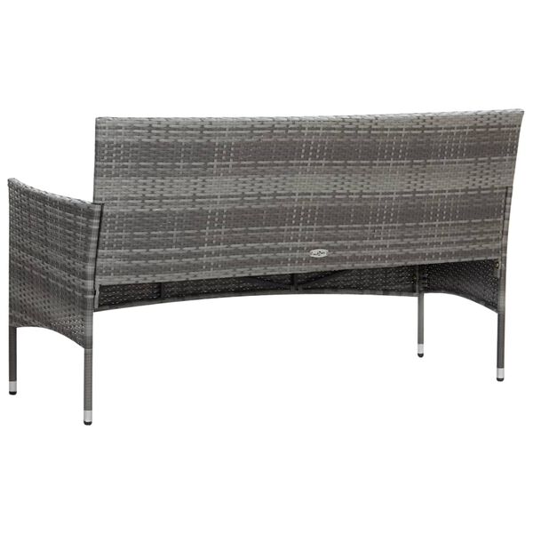 vidaXL Set de muebles de jardín 4 pzas y cojines ratán sintético gris