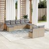 vidaXL Set de sof&aacute;s de jard&iacute;n 9 pzas con cojines rat&aacute;n sint&eacute;tico beige