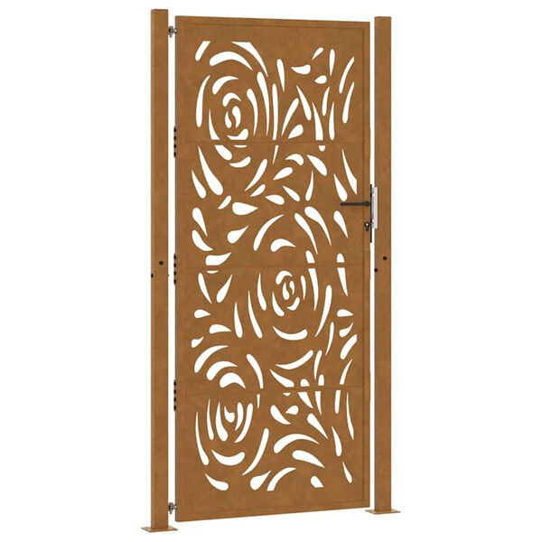 vidaXL Puerta de jardín 100x200 cm de acero corten con diseño de llamas