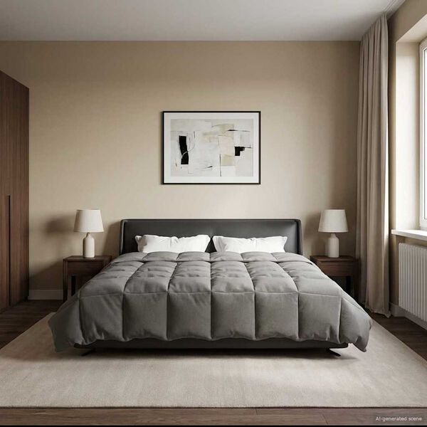 vidaXL Edred&oacute;n de Todo el A&ntilde;o Gris Claro 200 x 240 cm Microfibra