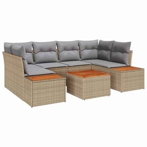 vidaXL Conjunto de sof&aacute;s de jard&iacute;n 6 uds. Beige Polirat&aacute;n