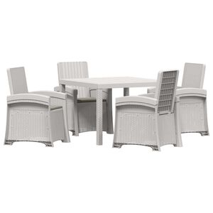vidaXL Conjunto de Comedor de Jard&iacute;n 5 uds. Blanco y Gris Claro PP