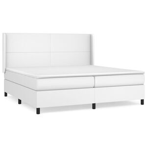 vidaXL Cama box spring con colch&oacute;n cuero sint&eacute;tico blanco 200x200 cm