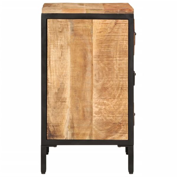 vidaXL Mesita de noche 3 cajones madera maciza mango rugosa 40x35x53cm
