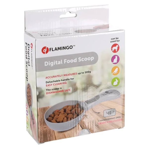 FLAMINGO Cuchara digital para comida de mascotas Skalo gris
