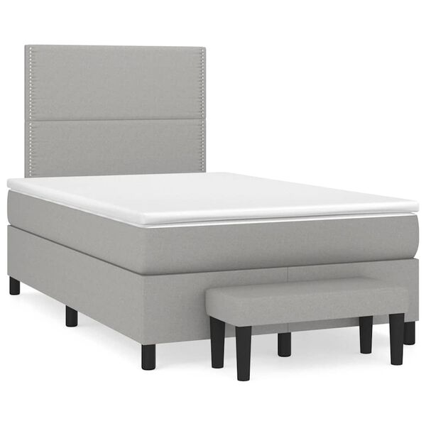 vidaXL Cama box spring con colch&oacute;n tela gris claro 120x190 cm