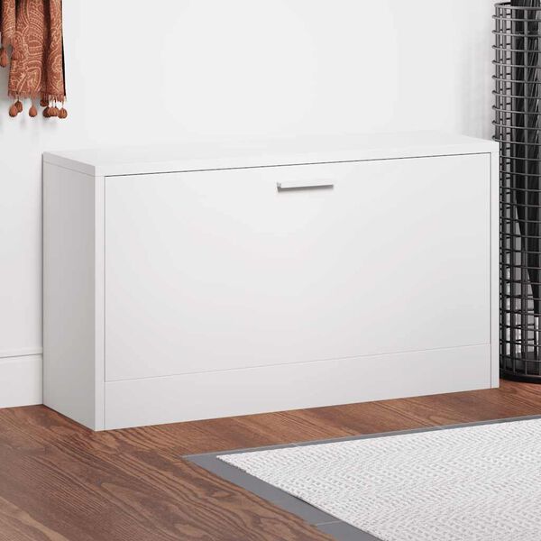 vidaXL Banco zapatero blanco brillante 80x24x45 cm madera de ingenier&iacute;a