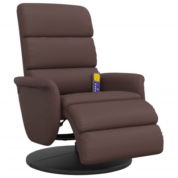 vidaXL Sill&oacute;n reclinable masaje con reposapi&eacute;s cuero sint&eacute;tico marr&oacute;n