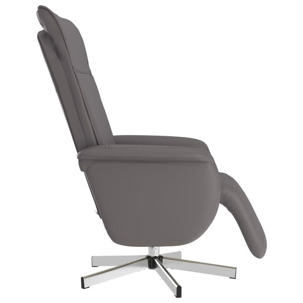 vidaXL Sill&oacute;n reclinable de masaje con reposapi&eacute;s cuero sint&eacute;tico gris