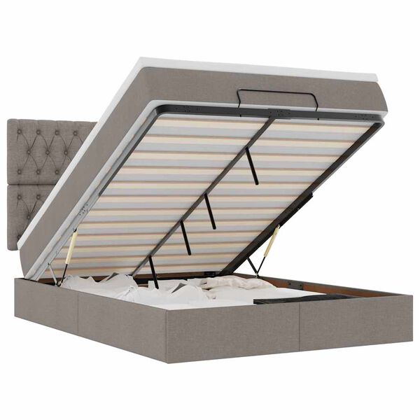 vidaXL Estructura de cama otomana colch&oacute;n tela gris pardo 140x190cm