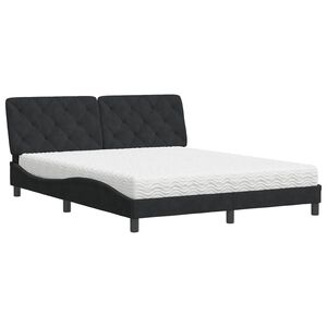 vidaXL Cama con colch&oacute;n terciopelo negro 160x200 cm