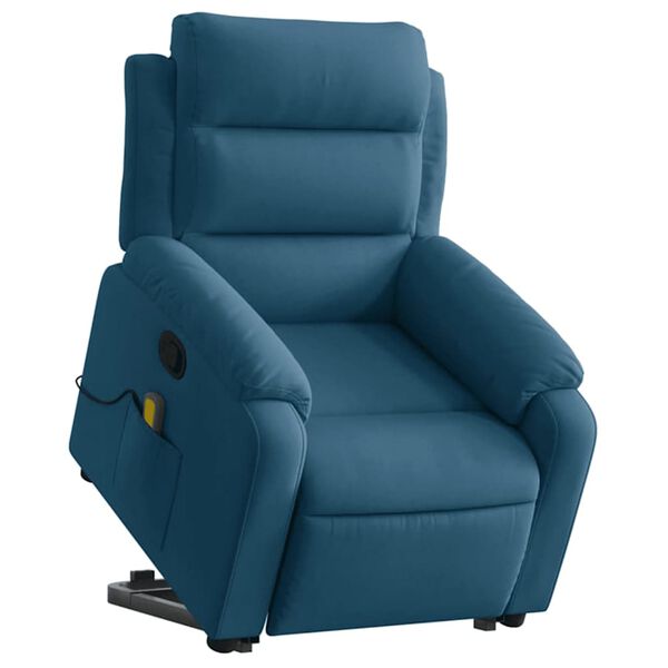 vidaXL Sillón reclinable de masaje elevable terciopelo azul