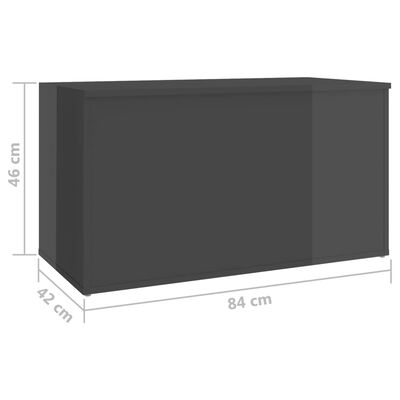 vidaXL Baúl almacenaje madera contrachapada blanco brillo 84x42x46 cm