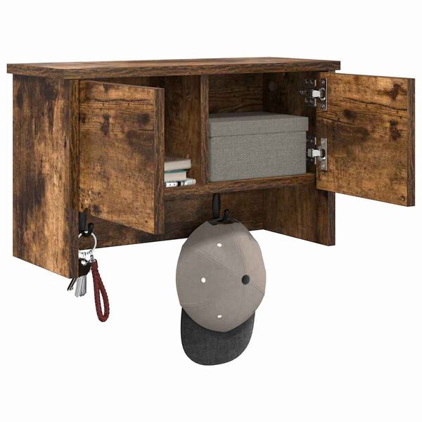 vidaXL Perchero de pared con estante Roble ahumado 50 x 20 x 30 cm