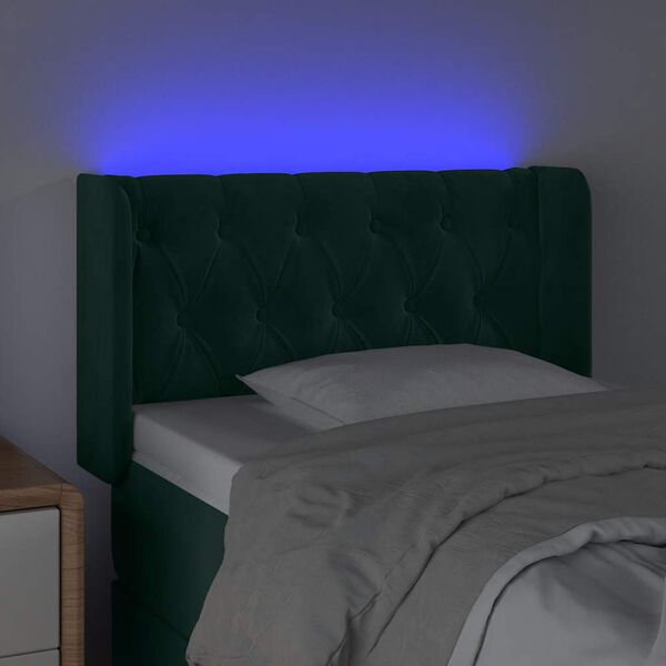 vidaXL Cabecero con LED de terciopelo verde oscuro 83x16x78/88 cm