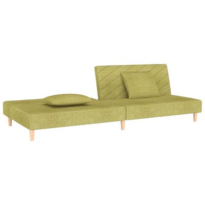 vidaXL Sofá cama de 2 plazas con dos almohadas tela verde