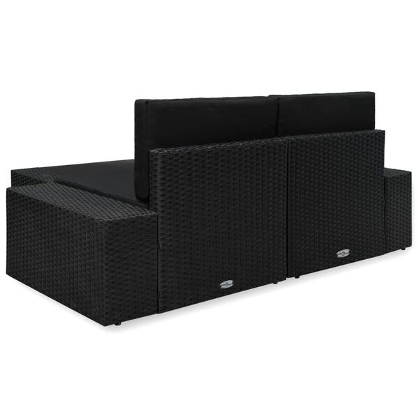 vidaXL Juego de muebles de jard&iacute;n 3 piezas rat&aacute;n sint&eacute;tico negro