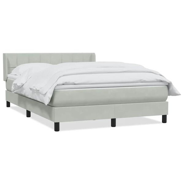 vidaXL Cama box spring con colch&oacute;n terciopelo gris claro 140x210 cm