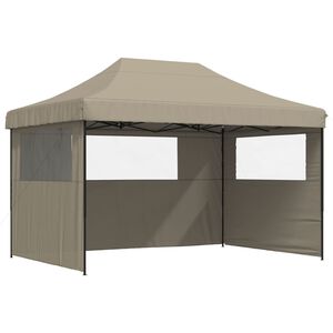 vidaXL Tienda de fiesta plegable Pop-Up con 3 paredes laterales taupe