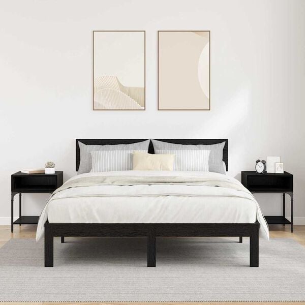 vidaXL Mesita de Noche 2 pcs Roble Negro 40 x 40 x 50 cm